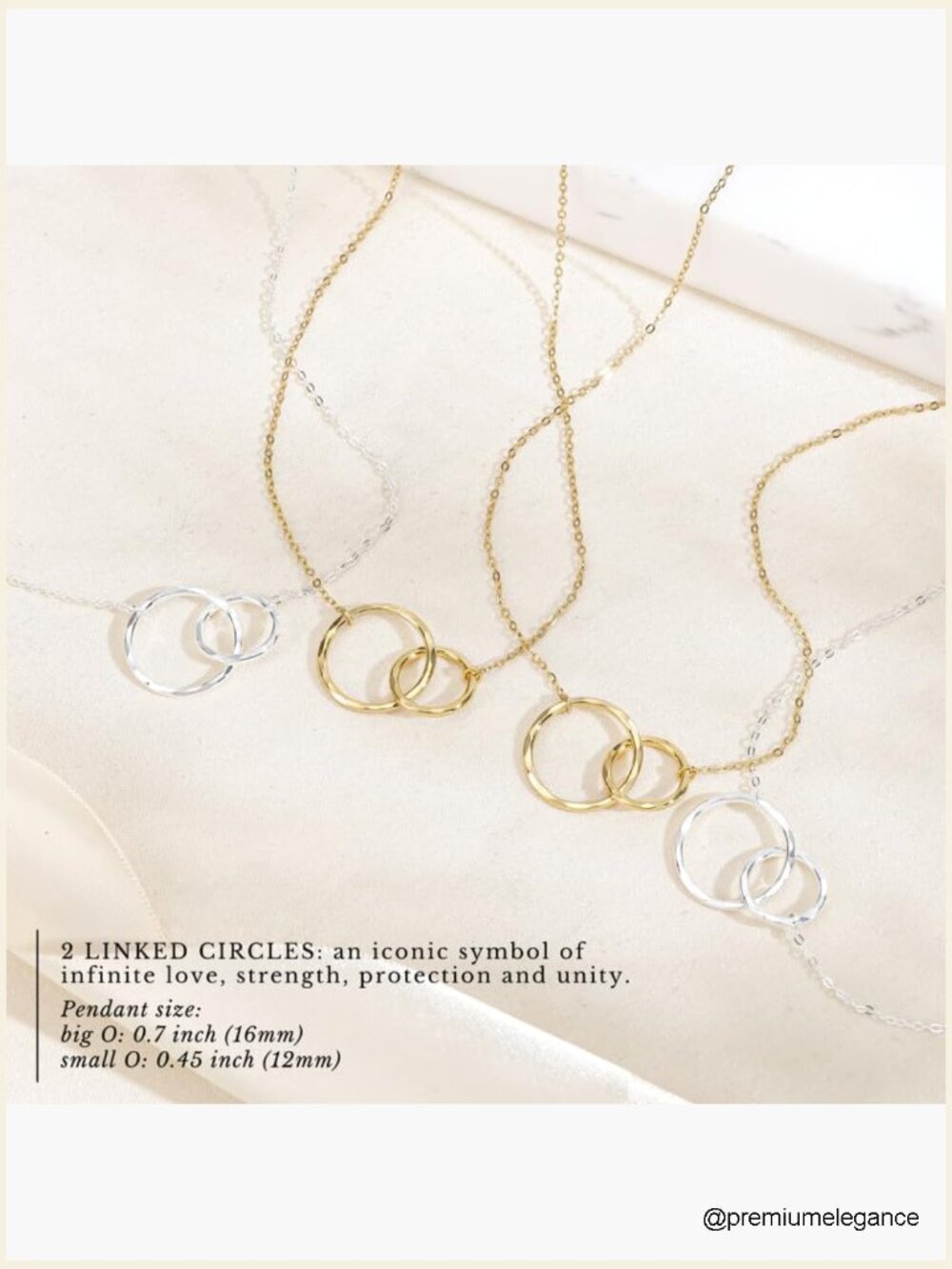 2 Interlocking Rings Necklace Graduation Gift with Card & Box - Picture 4 of 7